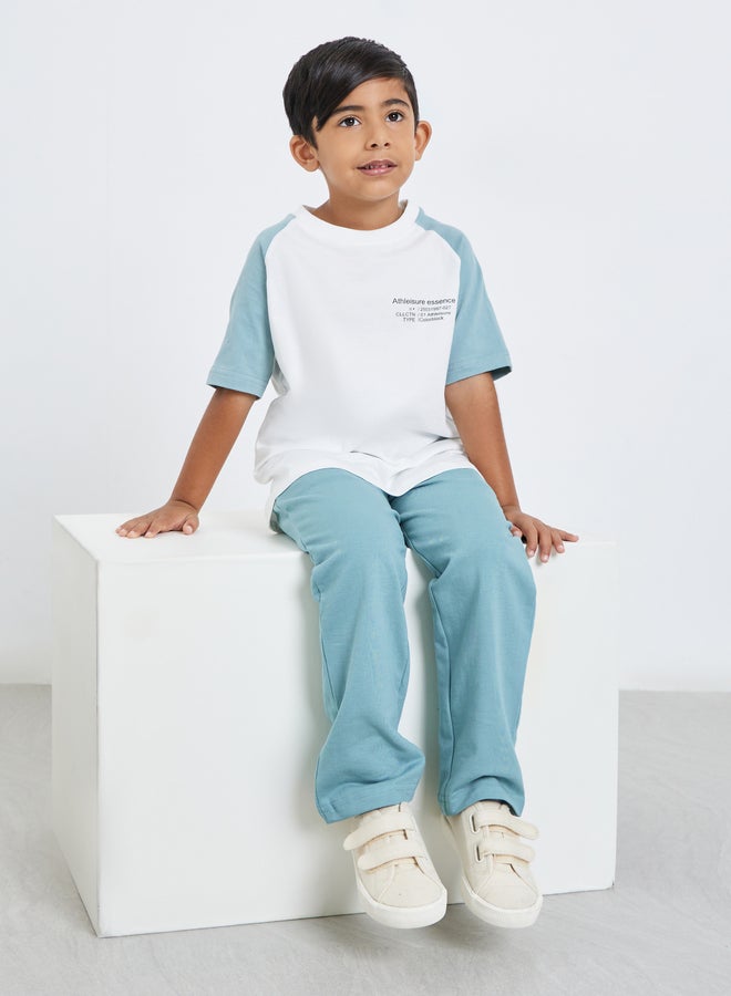 Styli Boys Cotton Slogan T-Shirt and Joggers Set - Image 1