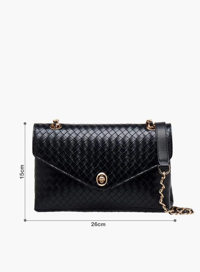 Le Confort Weave Textured Crossbody Bag with Chain Strap