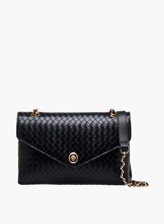 Le Confort Weave Textured Crossbody Bag with Chain Strap