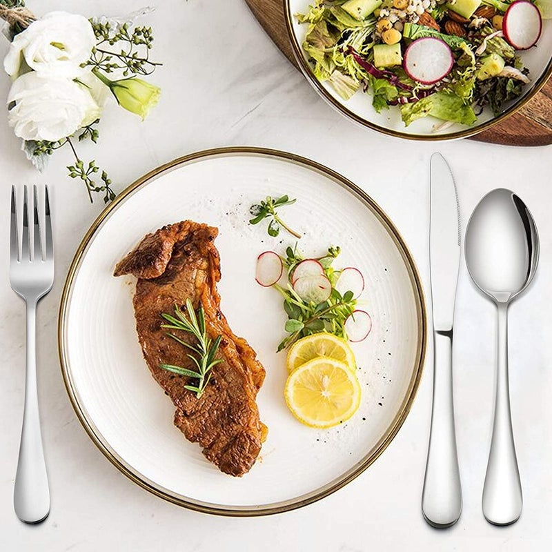 SHFTI 304 Stainless Steel Silverware Set for 4 Cutlery Set Flatware Set Including Dinner Knife Spoons and Forks Dishwasher Safe Silver Pack of 20 - Image 3