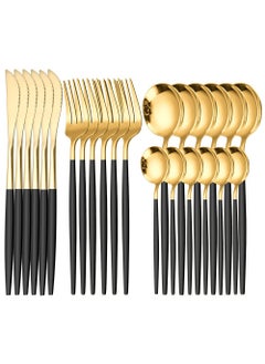 Cross-border supply spot stainless steel Gold Western tableware four main pieces of knife, fork and spoon 24-piece Portuguese tableware set Portugal 24 Piece Set-Black Gold - pzsku/Z03987543C470D62A0654Z/45/_/1720116516/f5380128-365c-449d-8720-ef4f0c76a319