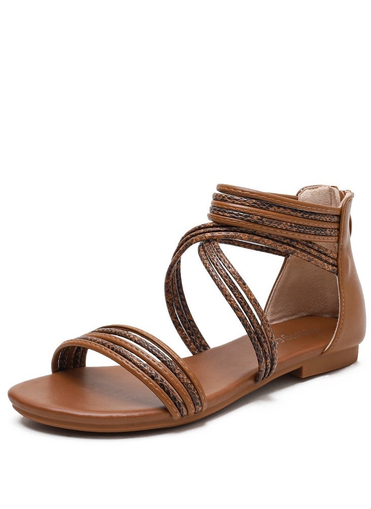 SIKETU 2025 New Versatile Fairy Style Roman Lace Flat Bohemian Beach Sandal  - Image 1