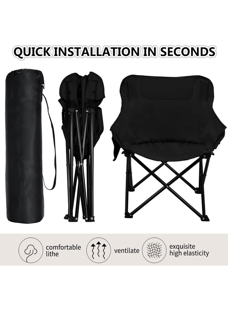 Toshionics Foldable Camping Chair Lightweight Portable Outdoor Beach Chair with Side Pocket & Carry Bag | Heavy Duty X-Shape Steel Frame Picnic Hiking Fishing Patio Lawn Chair | Non-Slip Base, Compact Travel Chair - Image 3