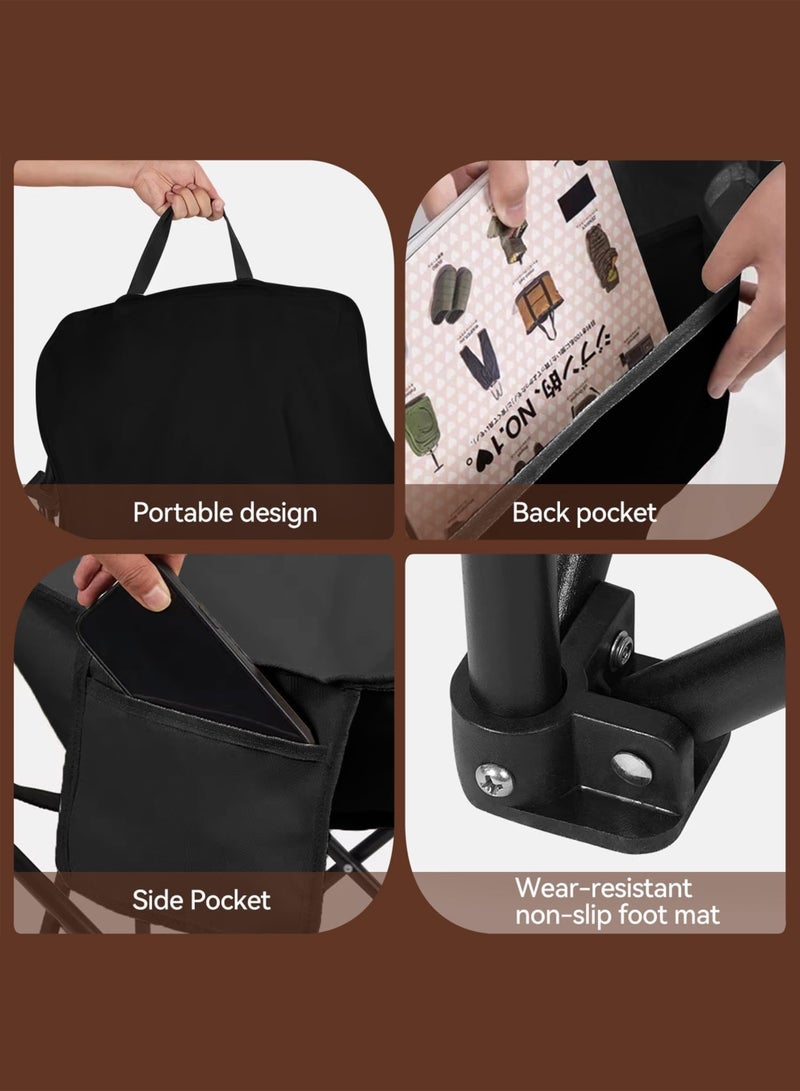 Toshionics Foldable Camping Chair Lightweight Portable Outdoor Beach Chair with Side Pocket & Carry Bag | Heavy Duty X-Shape Steel Frame Picnic Hiking Fishing Patio Lawn Chair | Non-Slip Base, Compact Travel Chair - Image 5