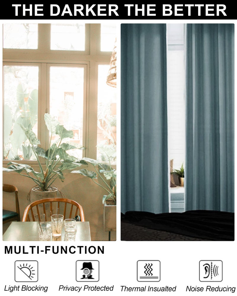 SNITIE Sky Blue 108in Long Velvet Curtains with Grommet, Super Soft Noise Reducing Thick Light Filtering Velvet Drapes for Living Room and Bedroom, Set of 2 Panels, 52 x 108Inch Long - Image 5