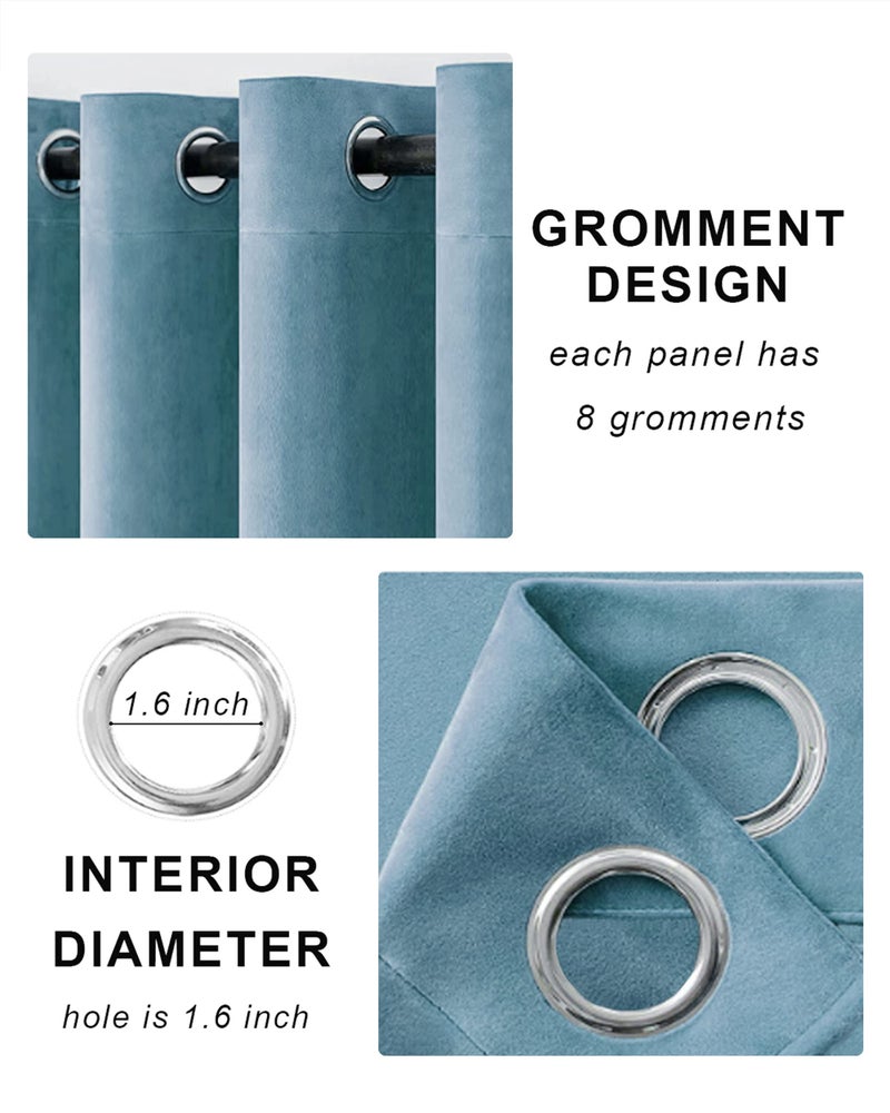 SNITIE Sky Blue 108in Long Velvet Curtains with Grommet, Super Soft Noise Reducing Thick Light Filtering Velvet Drapes for Living Room and Bedroom, Set of 2 Panels, 52 x 108Inch Long - Image 3