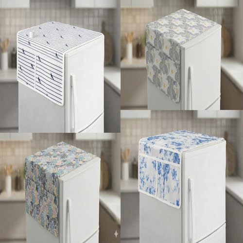Bhoomi Impex Refrigerator Dust Proof Cover with Storage Pockets - Protective, Durable, Easy to Clean - Random Print - Set of 1 - Image 1