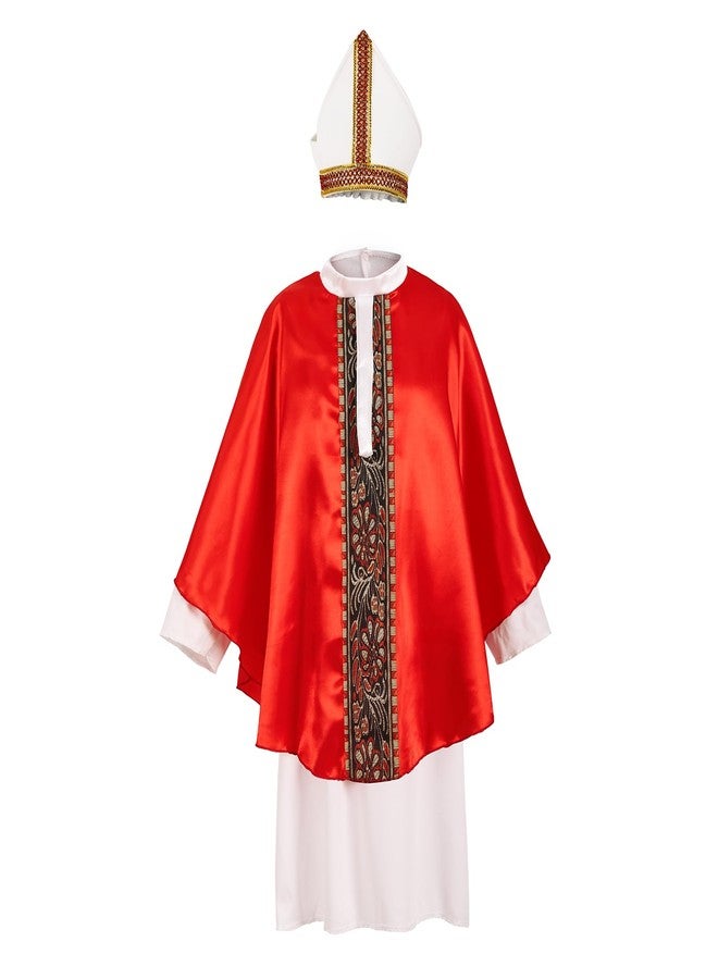 JEGERMIG 3-13 Years Children's Role Play Costume Robe with Red Cape and White Gown, Church Ceremonial Dress for Kid - Image 4