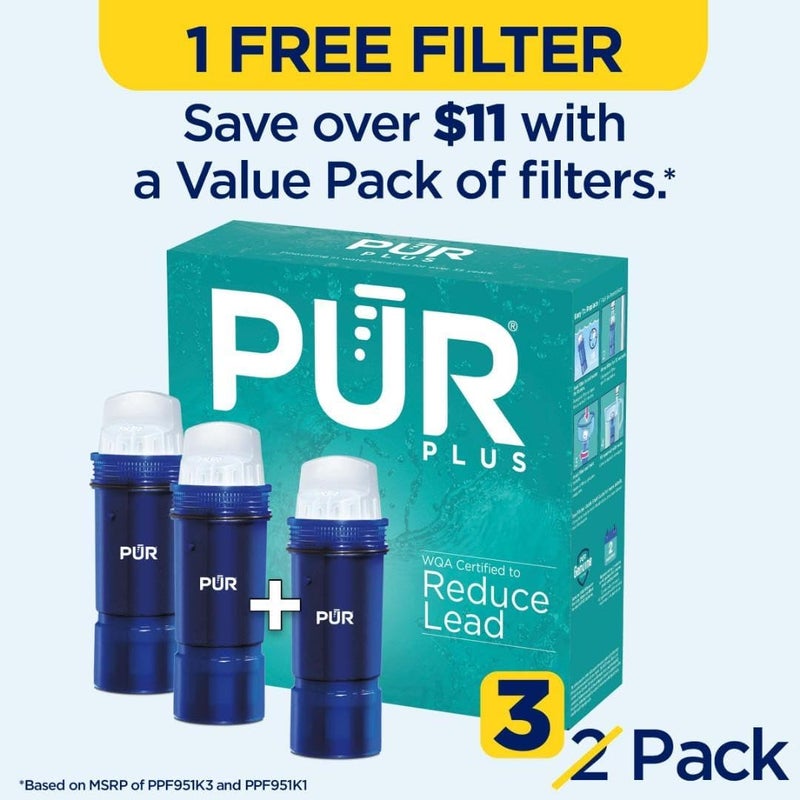 PUR Plus Water Filter Replacement for Pitchers Dispensers 6Month Supply 3 Count Blue PPF951K3 - Image 2