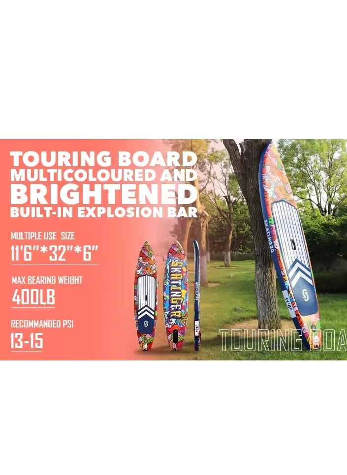 Skatinger Skatinger 11.6'-32"-6" Single Layer SUP Soft Standup Board Power Fin Paddle Board with Pump and Fins for Yoga, Fishing, Drifting, and Floating - Graffity-1  - Image 3