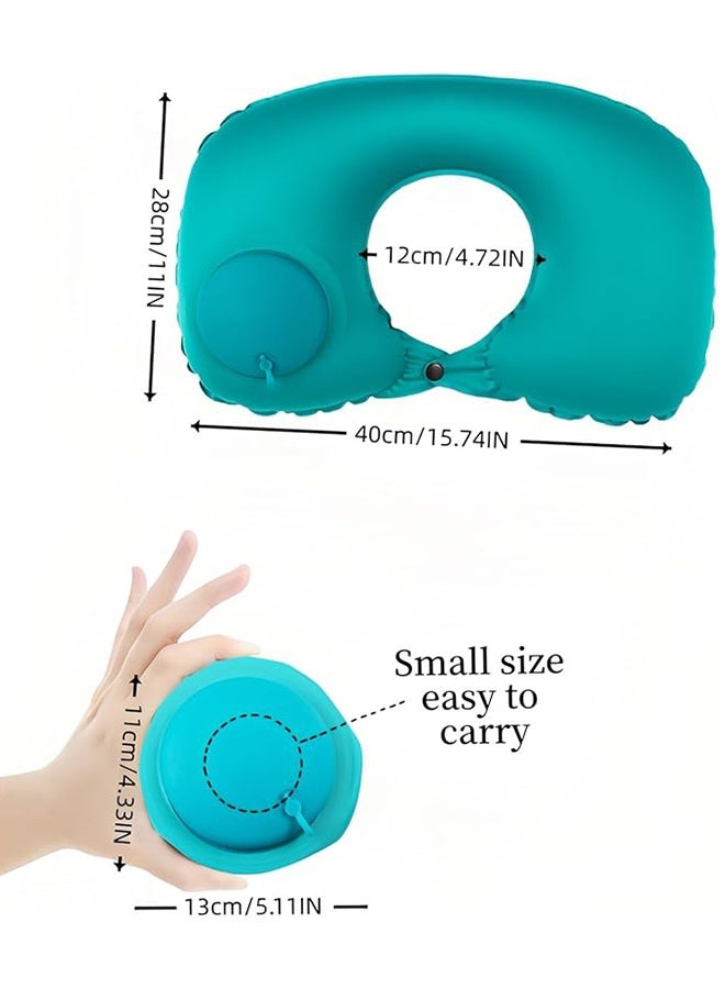 وسادة رقبة سريعة النفخ والتفريغ للسفر، دعم عنق قابل للتعديل مع مشابك مزدوجة، حرير حليبي قابل للتنفس، تصميم محمول صغير الحجم من حرير الحليب القابل للتنفس - Image 2