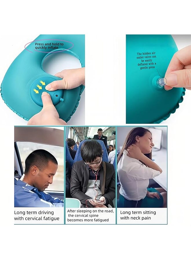 وسادة رقبة سريعة النفخ والتفريغ للسفر، دعم عنق قابل للتعديل مع مشابك مزدوجة، حرير حليبي قابل للتنفس، تصميم محمول صغير الحجم من حرير الحليب القابل للتنفس - Image 5