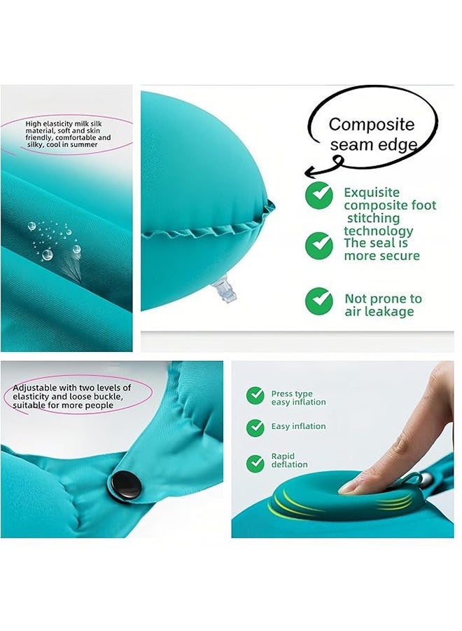 وسادة رقبة سريعة النفخ والتفريغ للسفر، دعم عنق قابل للتعديل مع مشابك مزدوجة، حرير حليبي قابل للتنفس، تصميم محمول صغير الحجم من حرير الحليب القابل للتنفس - Image 3