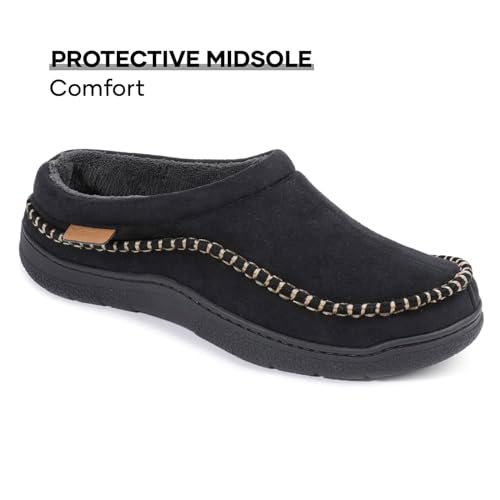 Zigzagger Men's Slip On Moccasin Slippers, Indoor/Outdoor Warm Fuzzy Comfy House Shoes, Fluffy Wide Loafer Slippers,Vanta, 9-10 D(M) US - Image 4