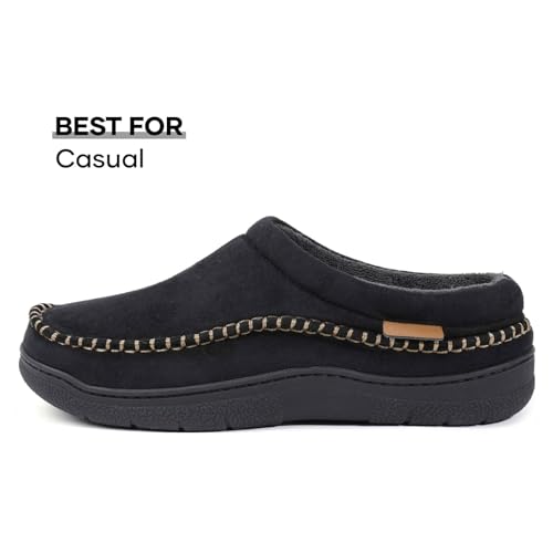 Zigzagger Men's Slip On Moccasin Slippers, Indoor/Outdoor Warm Fuzzy Comfy House Shoes, Fluffy Wide Loafer Slippers,Vanta, 9-10 D(M) US - Image 5
