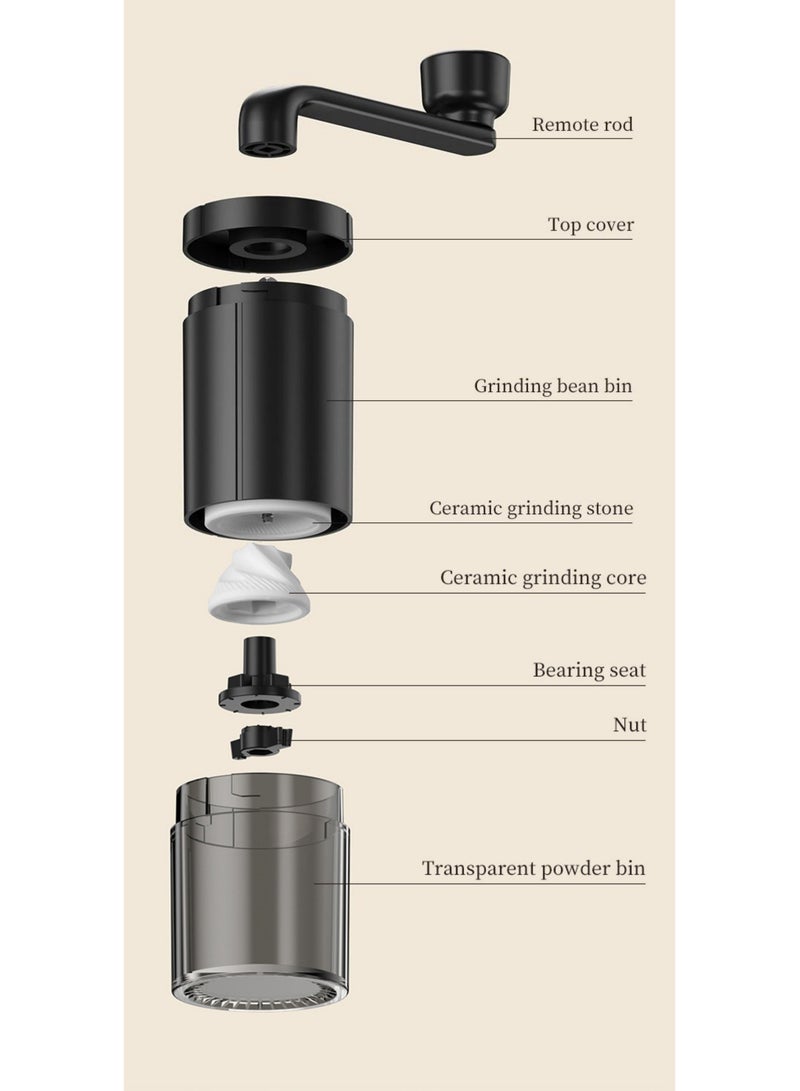 Manual Coffee Grinder ceramics Burr portable Grinder with Adjustable Settings,Portable Hand Crank Conical Coffee Bean Grinder Mill for Home,Camping,Capacity 19g Hand Grinder  - Image 4