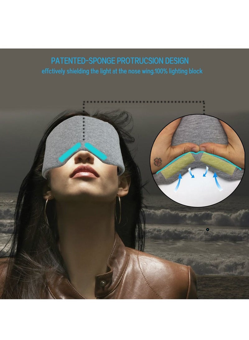 100% Handmade Cotton Sleep Mask Blackout - Comfortable Breathable Eye Mask for Sleeping Adjustable Blinder Blindfold Airplane with Travel Pouch - Best Night Companion Eyeshade for Women Men Kid  - Image 4
