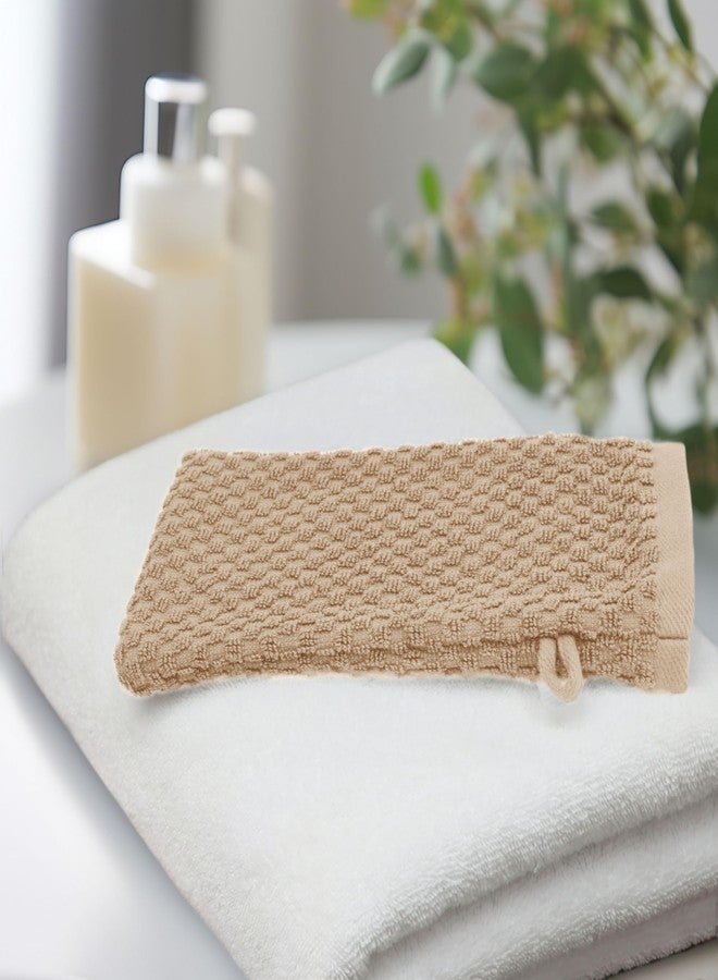 COTTON CRAFT Bath Mitt - Exfoliating Glove - Set of 6 Euro Spa Waffle Weave Towel Mitts - 100% Cotton Body Shower Glove Washcloth with Hanging Loop - Sensitive Skin Friendly - Large 5.5x10 -Linen - Image 3