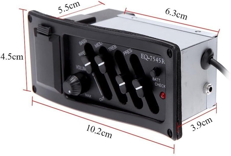 TUOREN Acoustic Guitar Preamp Pickup Tuner 4 Band EQ-7545R Equalizer Pickup Tuner Piezo Pickup Set - Image 5