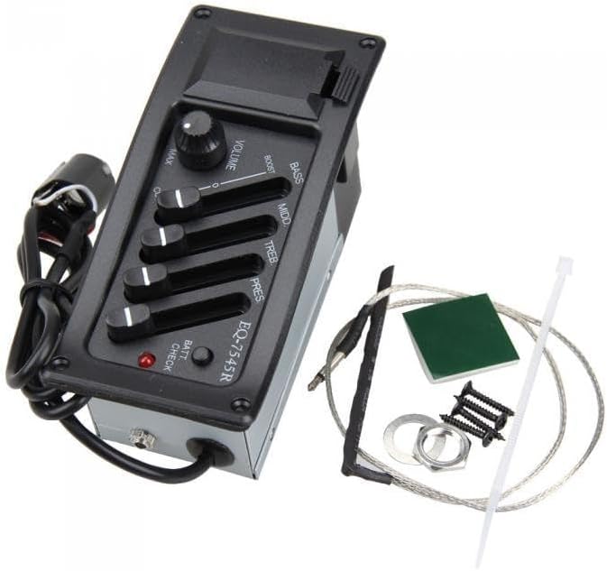 TUOREN Acoustic Guitar Preamp Pickup Tuner 4 Band EQ-7545R Equalizer Pickup Tuner Piezo Pickup Set - Image 2