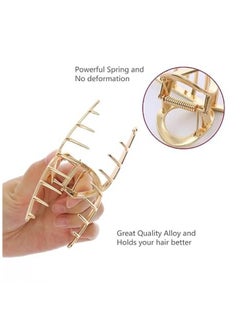 Generic 6 Pack Large Metal Hair Claw Clips - 4 Inch Big gold hair clips,Perfect Jaw hair clamps for Women and Thinner,Thick hair styling,Strong Hold Hair,Fashion Hair Accessories (Style 1)  - Image 2
