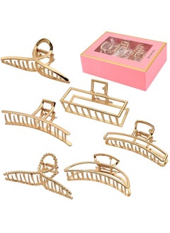 Generic 6 Pack Large Metal Hair Claw Clips - 4 Inch Big gold hair clips,Perfect Jaw hair clamps for Women and Thinner,Thick hair styling,Strong Hold Hair,Fashion Hair Accessories (Style 1)  - Image 1