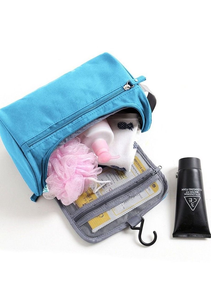 Men Women Travel Wash Bag Toiletry Organizer Pouch Shaving Cosmetic Make Up Case Blue - Image 3