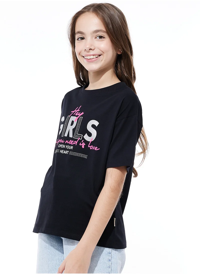 victor and jane Victor and jane Girls Oversized T-shirt - Black