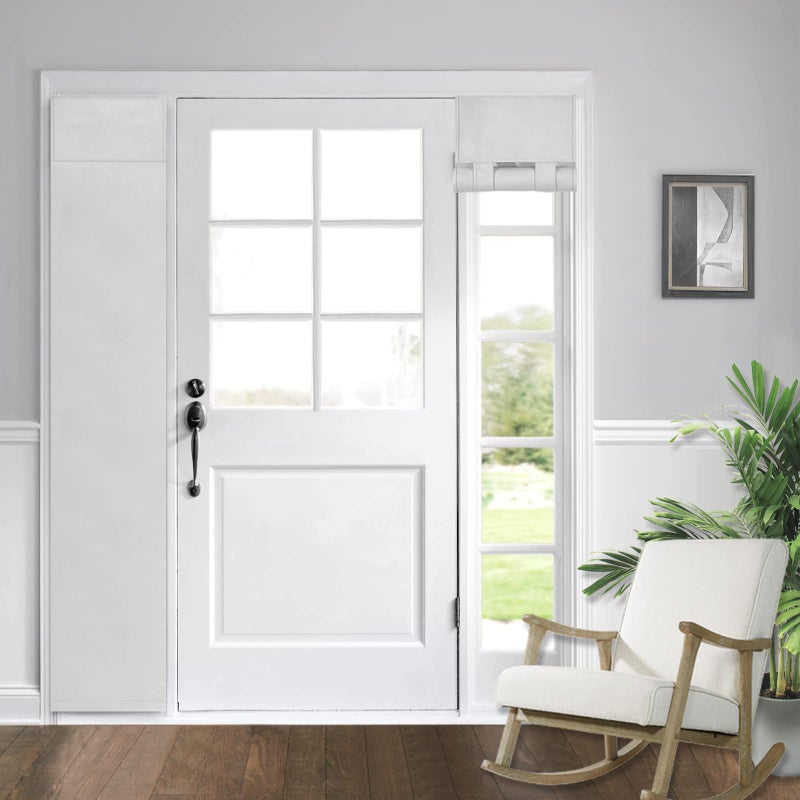 WdFour Side Door Curtains for Window Room Darkening Solid Color Door Window Covering for Glass Sidelight Curtain Tie up Shade 12W x 70L Inch Greyish White 1 Panel