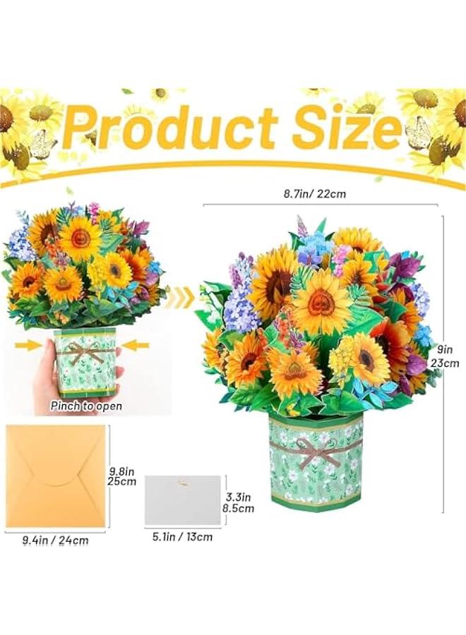 FYLX Paper Flower Bouquet  Up Cards Sunflower 3D  Up Birthday Cards Greeting Cards and Envelope Anniversary Cards Get Well Soon Cards  for Women Wife Mom Friends Female - Image 2