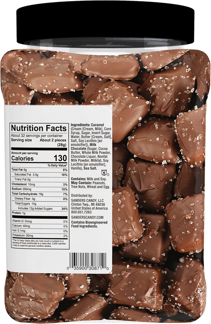 Sanders Milk Chocolate Sea Salt Caramels - 32 oz Tub - Image 2