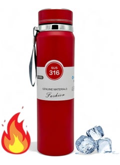 Generic 1000ml Double-Insulated Stainless Steel Thermal Water Bottle for Cold and Hot Drinks. Leak-Proof Sports Vacuum Flask. Red. Sold by (Black Fire).  - Image 1