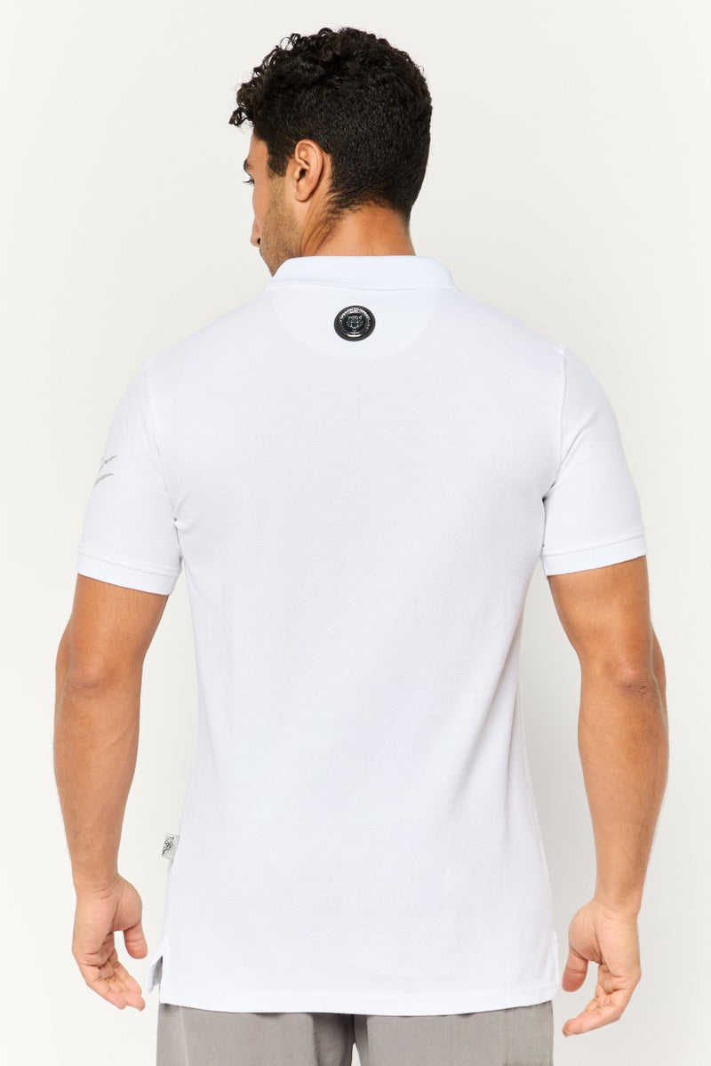 PHILIPP PLEIN Plein Sport Men Sportswear Fit Short Sleeves Outdoor Polo Shirt, White - Image 4