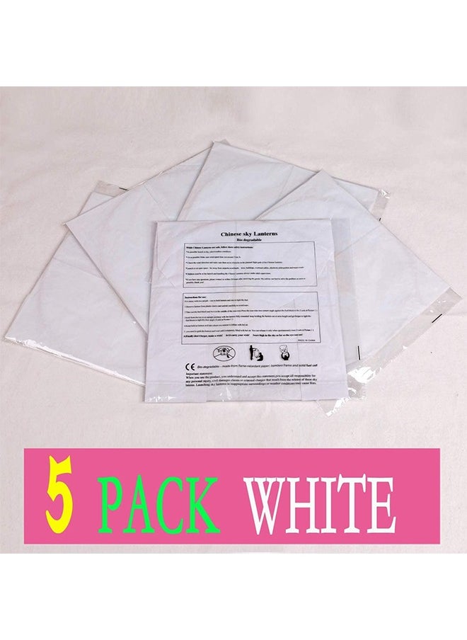 Sky Lanterns, Chinese Lanterns Fully Assembled, Flying Lanterns Easy to Use, Paper Lanterns for Parties, Birthdays, Events, New Years, Memorial Ceremonies (5 Pack White)