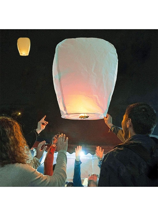 Sky Lanterns, Chinese Lanterns Fully Assembled, Flying Lanterns Easy to Use, Paper Lanterns for Parties, Birthdays, Events, New Years, Memorial Ceremonies (5 Pack White)