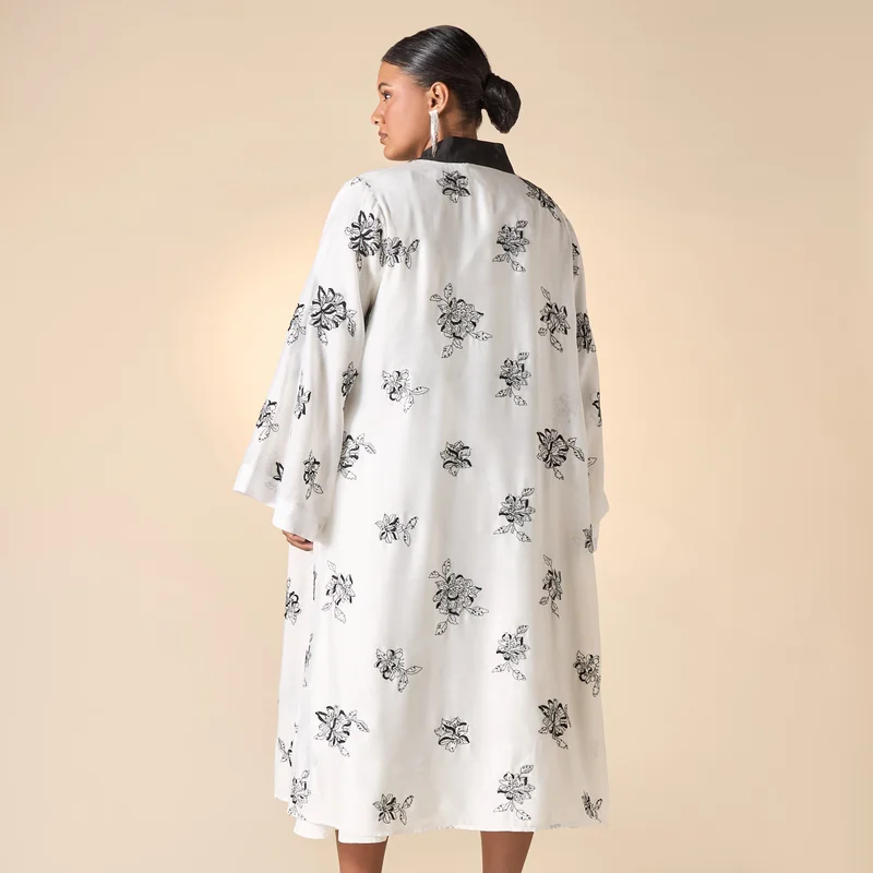Ulla Popken Plus Size Ulla Popken All-Over Embroidered Open Front Shrug