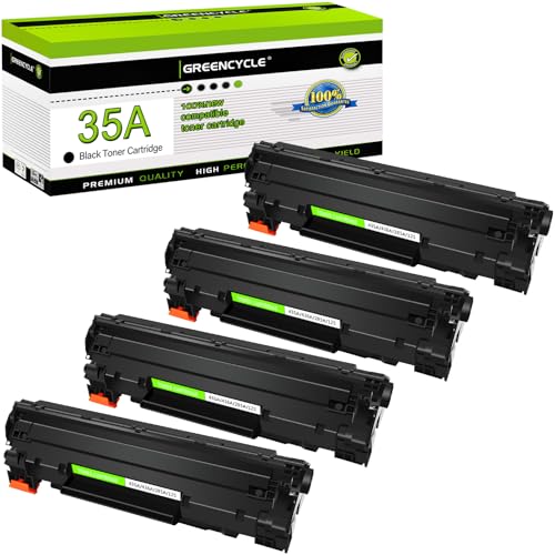 greencycle 4 PK Compatible CB435A 35A Black Laser Toner Cartridges Replacement for HP Laserjet P1005 P1006 P1007 P1008 P1009 Printer - Image 1