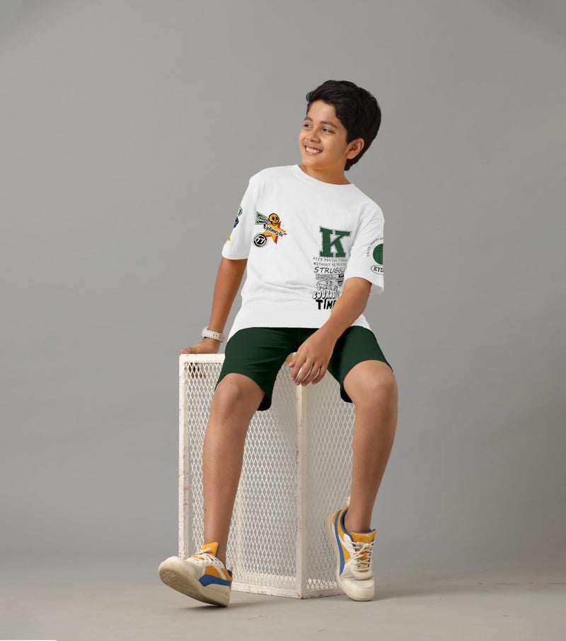 KYDA KIDS® 100% Pure Cotton Boys Premium Printed Tshirt and Shorts Co-ords Set (Pack of 1) - Image 5