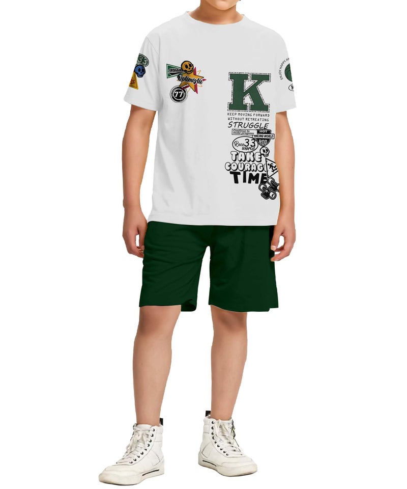 KYDA KIDS® 100% Pure Cotton Boys Premium Printed Tshirt and Shorts Co-ords Set (Pack of 1) - Image 1