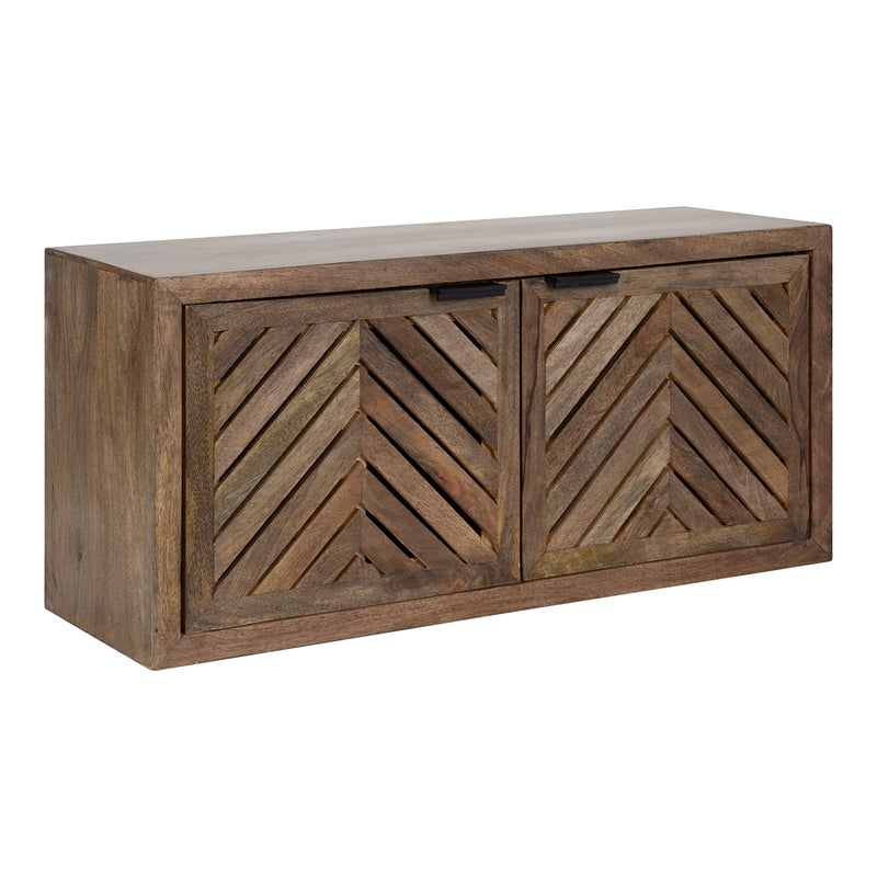 Kate and Laurel Kate and Laurel Mezzeta Boho Decorative 2Door Wall Cabinet 30 x 10 x 14 Natural Wood Decorative Modern Storage Cabinet with Doors 
