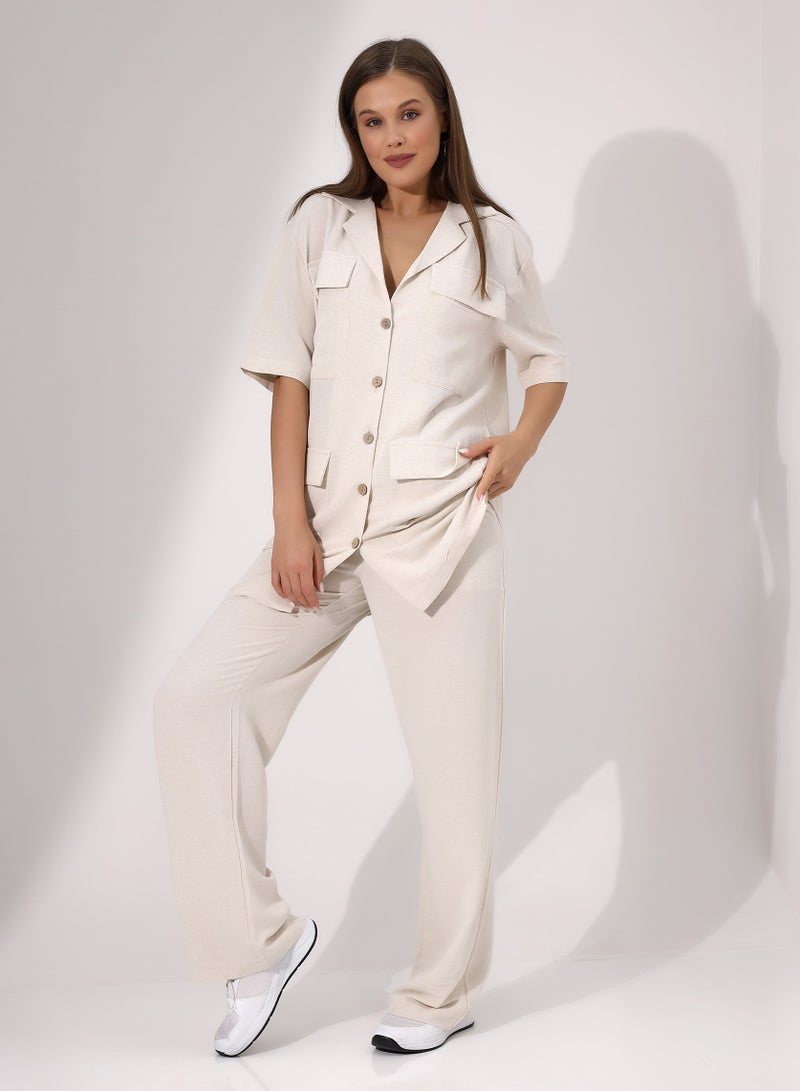 Elegant Blouse With An V-Neck And High Quality  - Image 3
