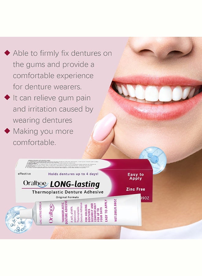 ORALHOE Thermoplastic Denture Adhesives, Fixed Denture Adhesives, Dentures Non-Glue Adhesive, Used To Repair And Fasten Loose Dentures, Dental Adhesives For Dentures, Long Holding Denture Reliner, 28G - Image 2