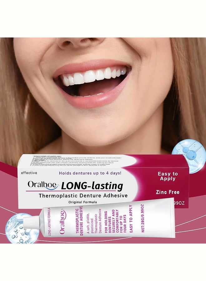 ORALHOE Thermoplastic Denture Adhesives, Fixed Denture Adhesives, Dentures Non-Glue Adhesive, Used To Repair And Fasten Loose Dentures, Dental Adhesives For Dentures, Long Holding Denture Reliner, 28G - Image 1