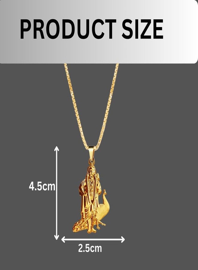 M Men Style Religious God of War Lord Murugan Muruga Kartikeya Skanda Hindu Blessed Amulet Locket for Good Health & Wealth Pendants Pendant Necklace Chain for Unisex Spn2024352 Gold - Image 2