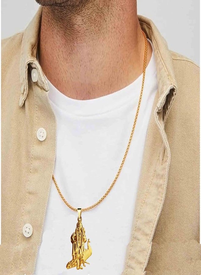 M Men Style Religious God of War Lord Murugan Muruga Kartikeya Skanda Hindu Blessed Amulet Locket for Good Health & Wealth Pendants Pendant Necklace Chain for Unisex Spn2024352 Gold - Image 5