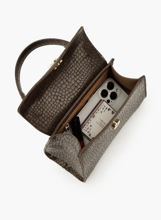 Flora Bella By Shoexpress Bronze Textured Crossbody Bag With Removable Strap for Women | Best Price UAE