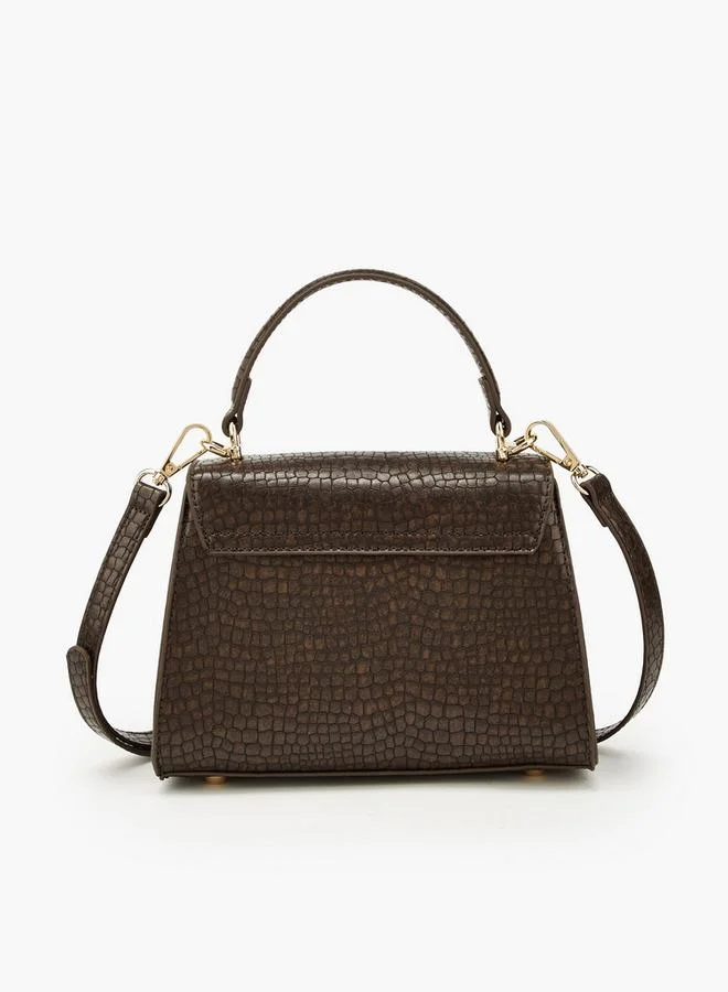 Flora Bella By Shoexpress Bronze Textured Crossbody Bag With Removable Strap for Women | Best Price UAE