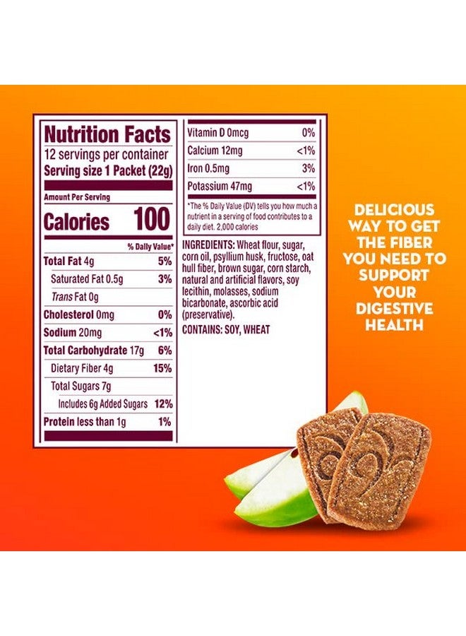 Metamucil, Fiber Thins, Daily Psyllium Husk Fiber Supplement, Supports Digestive Health and Satisfies Hunger, Apple Crisp Flavor, 48 Total Servings (4 Packs of 12) - Image 2
