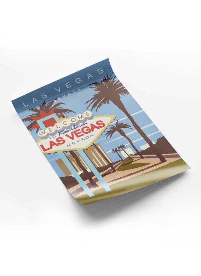 LOWHA Poster Painting Art With Four Separate Pieces Of Double-Sided Stickers Las Vegas Nevada For Home Bedroom Living Room And Office Decor  - Image 1