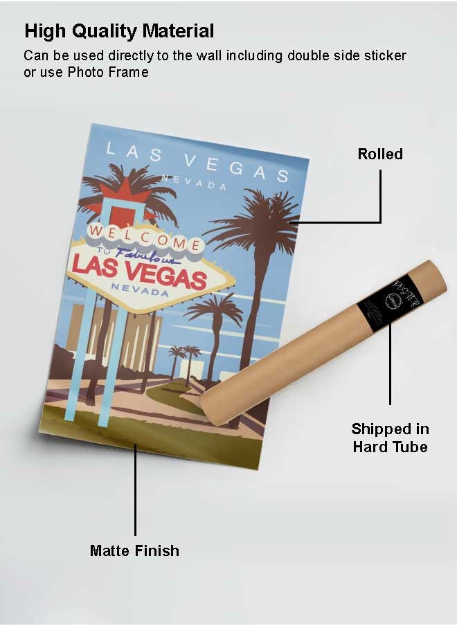 LOWHA Poster Painting Art With Four Separate Pieces Of Double-Sided Stickers Las Vegas Nevada For Home Bedroom Living Room And Office Decor  - Image 2